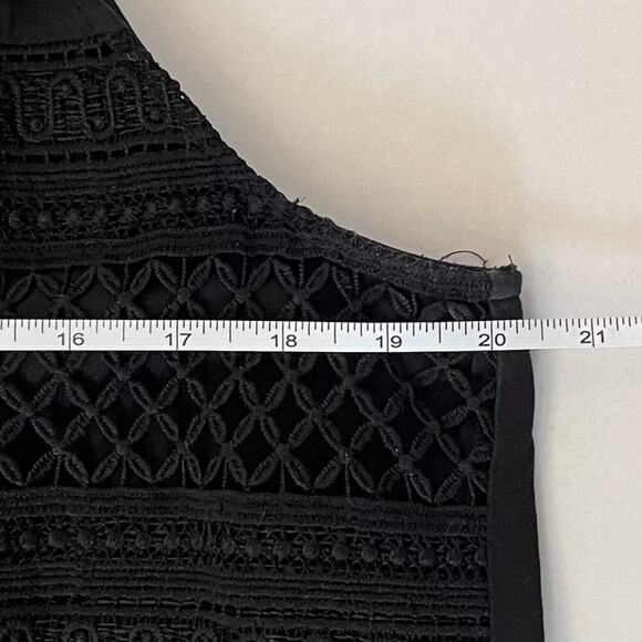 LOFT Sleeveless Black Halter Dress, Embroidered, Fringe, Crochet, Boho, Size M - Picture 12 of 15